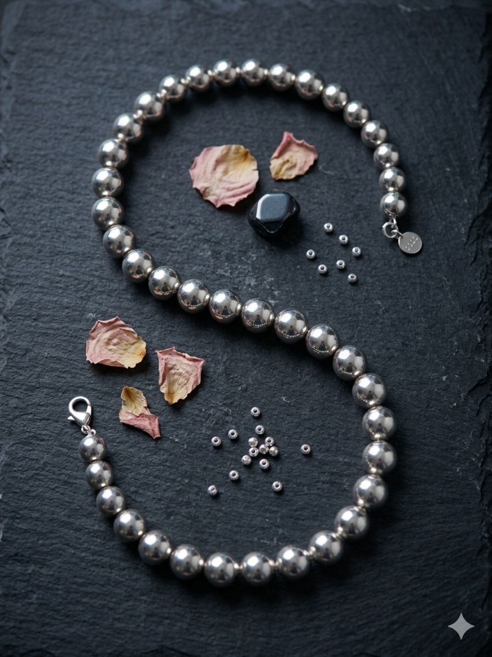 S925 Sterling Silver Beaded Necklace -